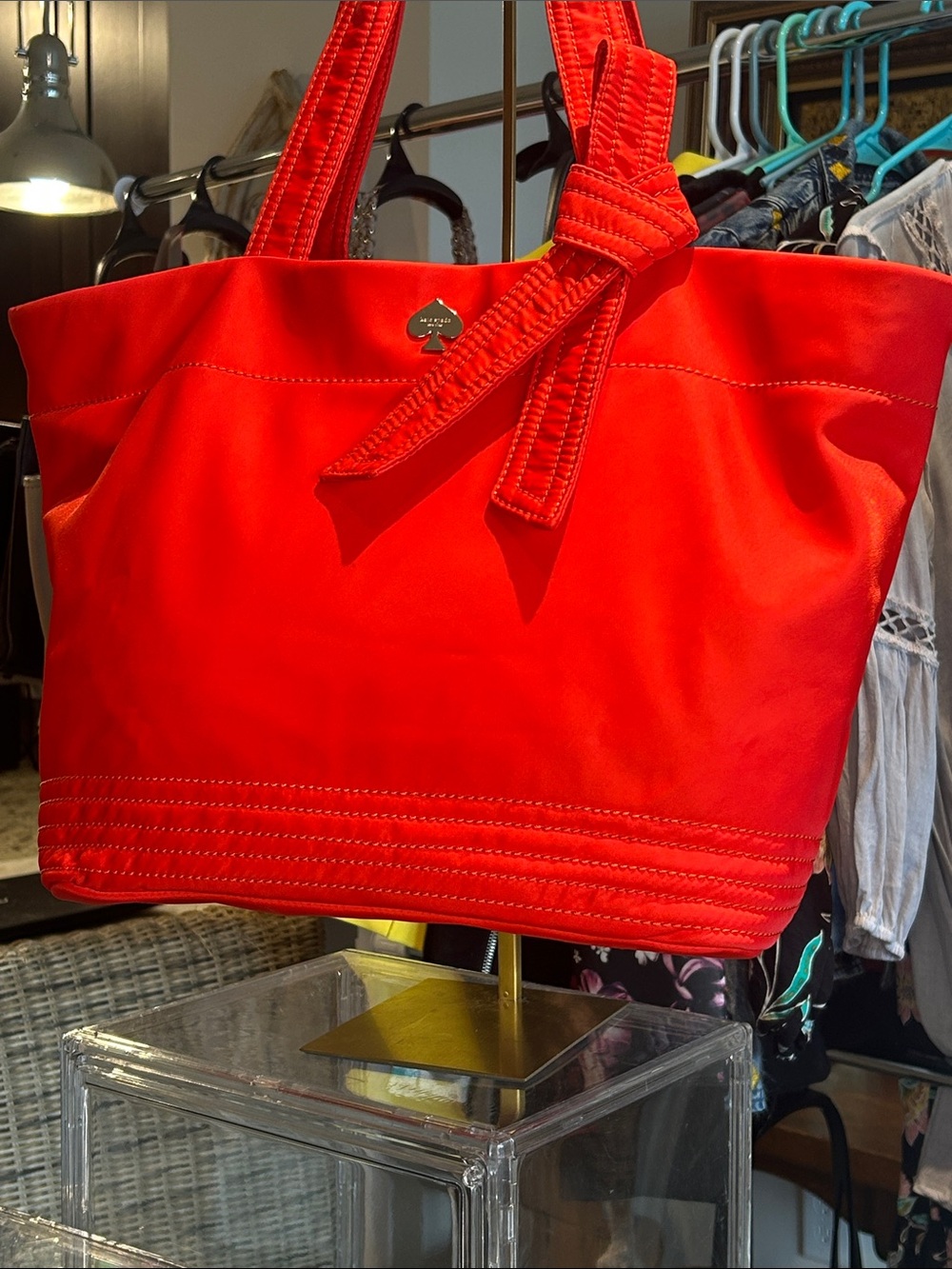 Kate Spade Red Tote Bag with Decorative Knot - Picture 3 of 8